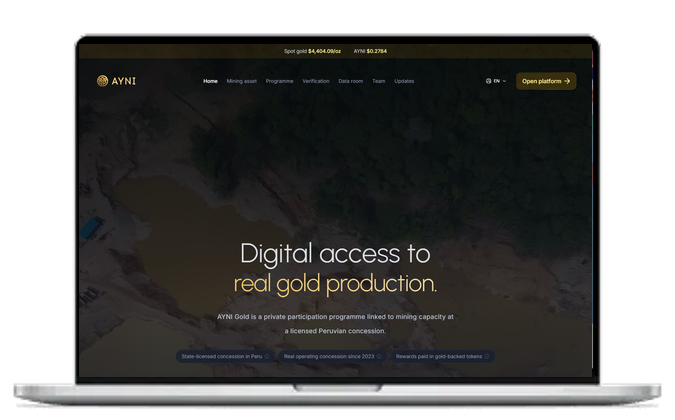 Ayni Gold: Connecting physical gold-mining activity to a transparent on-chain participation model